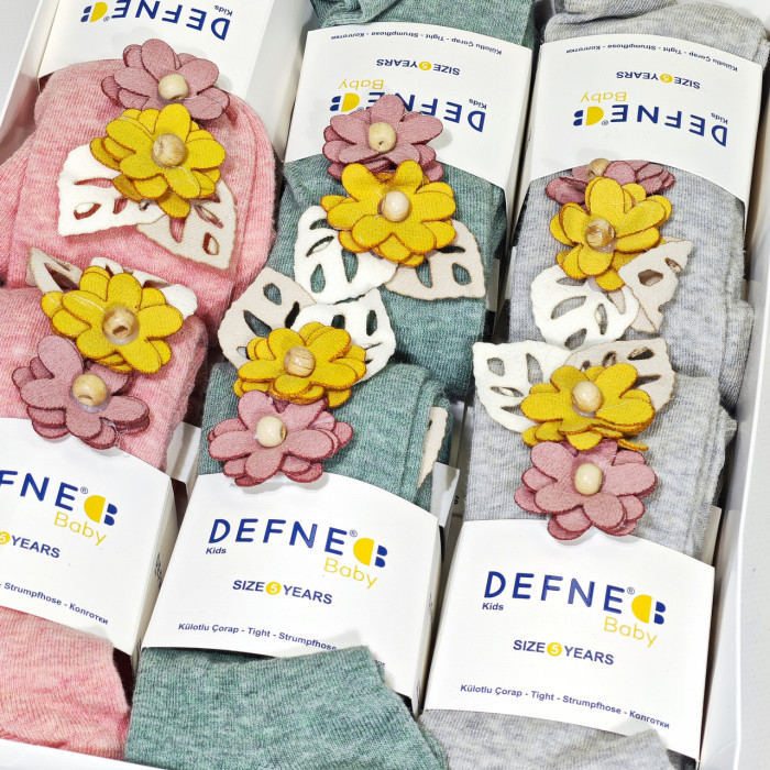 Колготки для дівчаток бавовняні 9-10 років ТМ Defne (3 шт/уп)